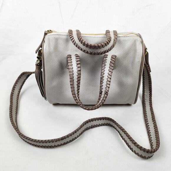 Soul Carrier Whipstitch Southwestern Ranch Leather Satchel Taupe Gray Crossbody - Picture 1 of 11